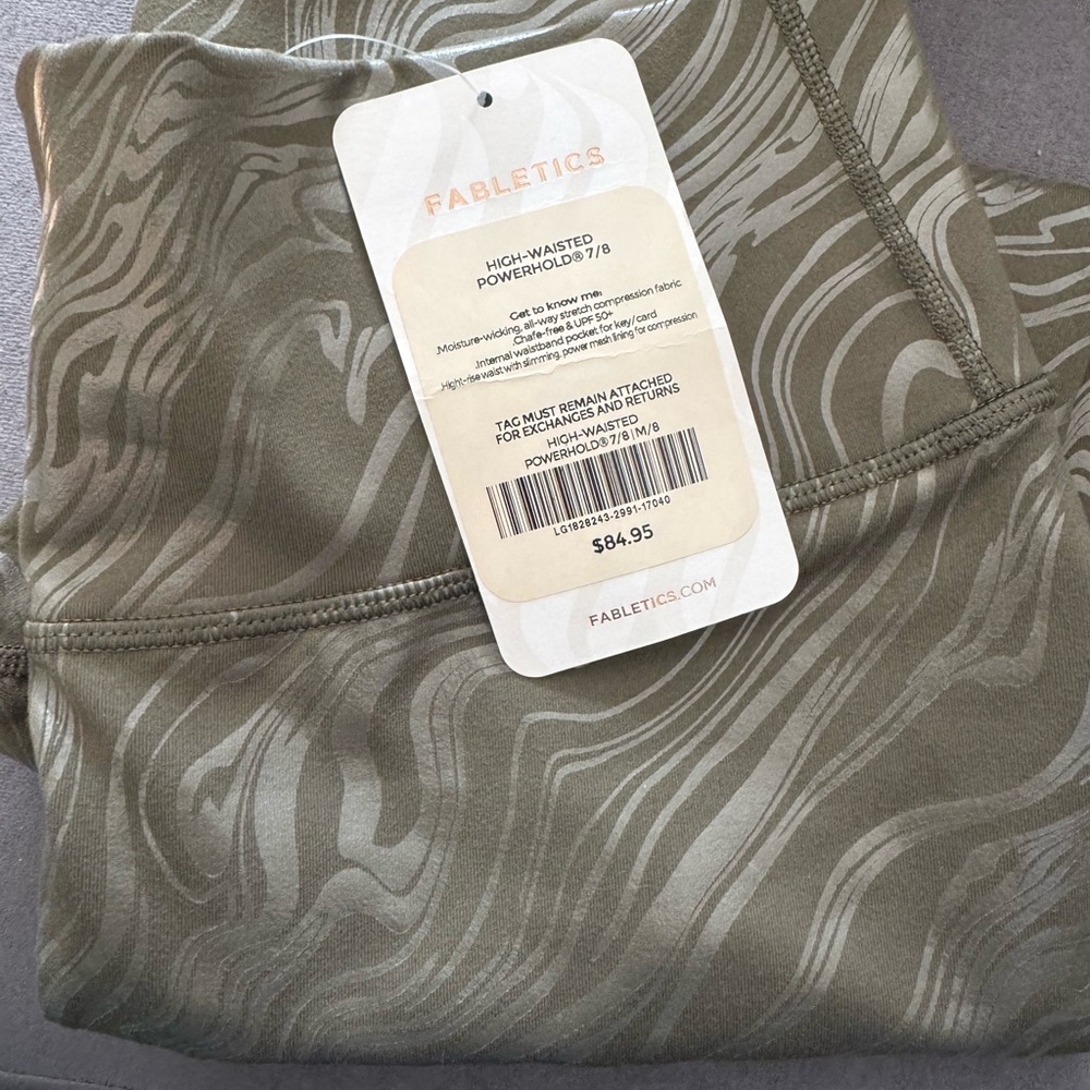 Fabletics Olive Wave Pattern Leggings NWT - image 3